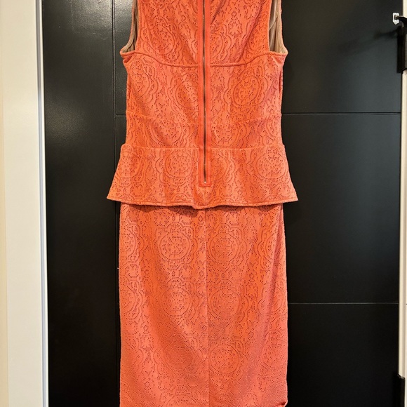 Coral Peplum Dress - Picture 2 of 5